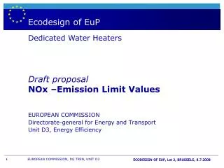 Boiler - &amp; WH labelling and European directive EuP