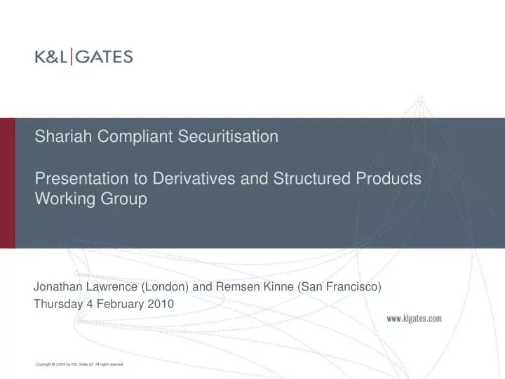 shariah compliant securitisation presentation to derivatives and structured products working group
