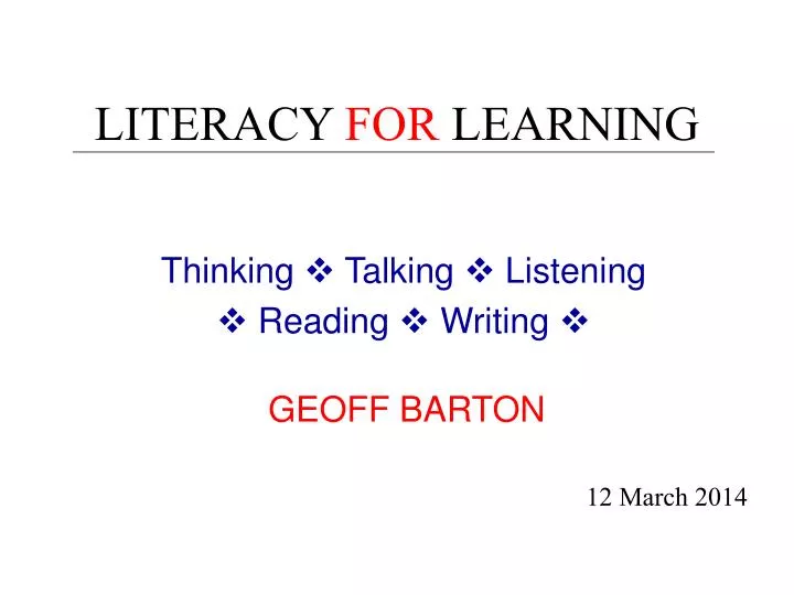 literacy for learning