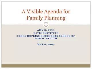 A Visible Agenda for Family Planning