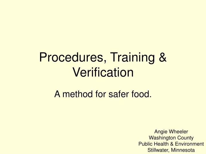 procedures training verification