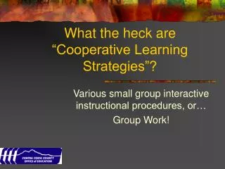 What the heck are “Cooperative Learning Strategies”?