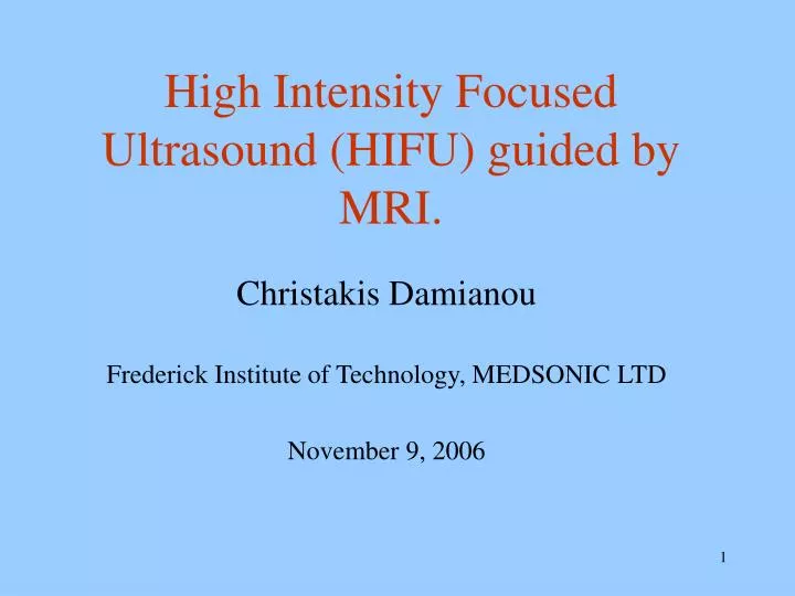 high intensity focused ultrasound hifu guided by mri