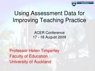 Using Assessment Data for Improving Teaching Practice ACER Conference 17 - 18 August 2009