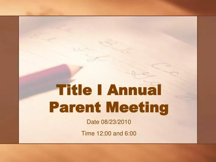 title i annual parent meeting