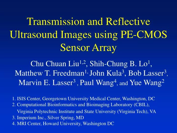 transmission and reflective ultrasound images using pe cmos sensor array