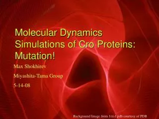 Molecular Dynamics Simulations of Cro Proteins: Mutation!