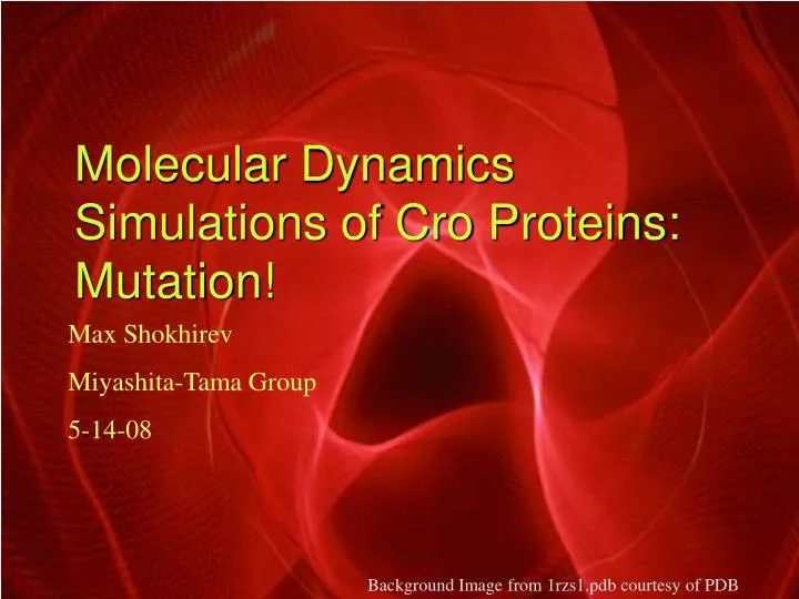molecular dynamics simulations of cro proteins mutation