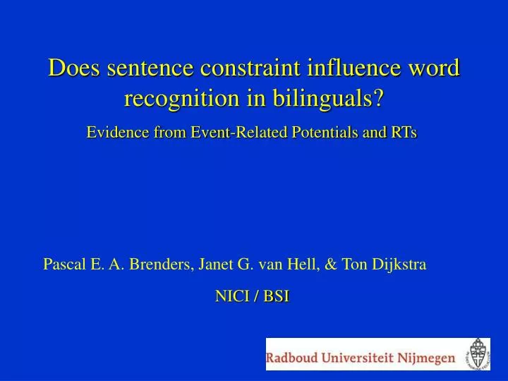 does sentence constraint influence word recognition in bilinguals