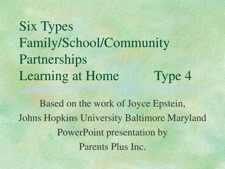 six types family school community partnerships learning at home type 4