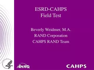 ESRD-CAHPS Field Test
