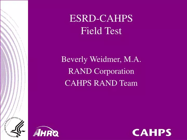 esrd cahps field test