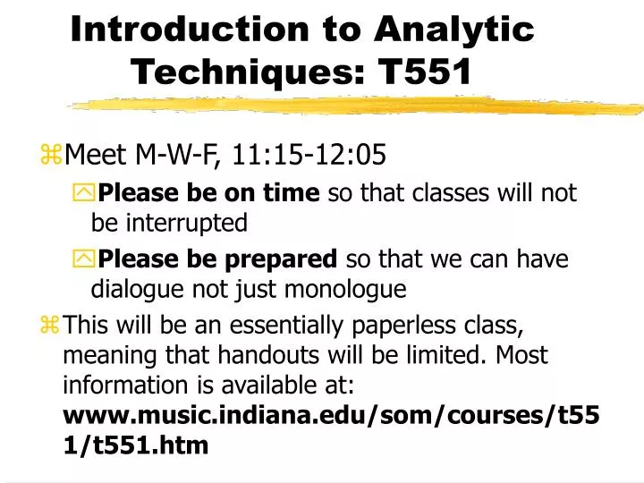introduction to analytic techniques t551