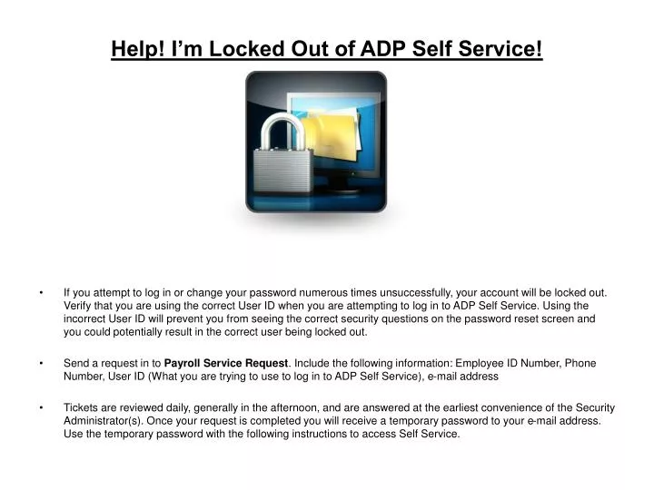 help i m locked out of adp self service