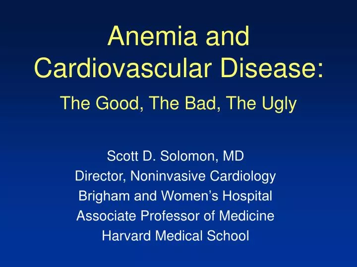 anemia and cardiovascular disease the good the bad the ugly