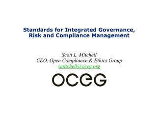 Standards for Integrated Governance, Risk and Compliance Management
