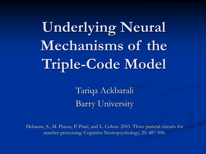 underlying neural mechanisms of the triple code model