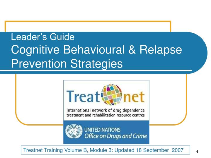 leader s guide cognitive behavioural relapse prevention strategies