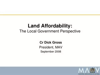 Land Affordability: The Local Government Perspective