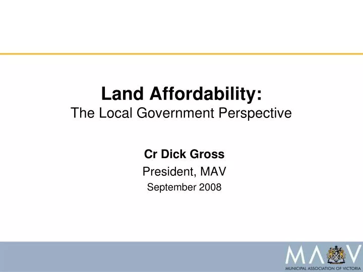 land affordability the local government perspective