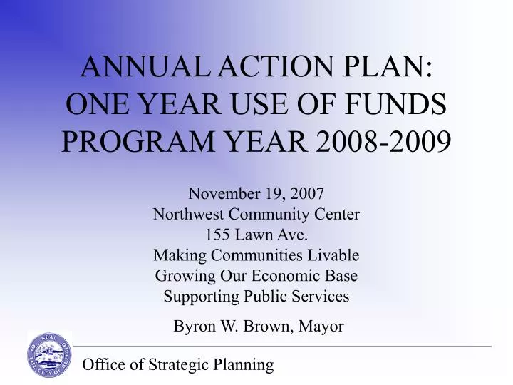 annual action plan one year use of funds program year 2008 2009
