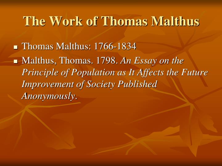 the work of thomas malthus