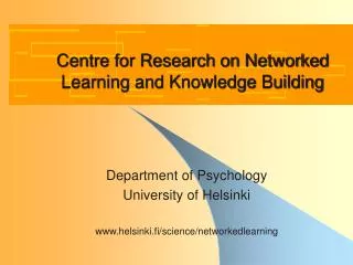 Centre for Research on Networked Learning and Knowledge Building
