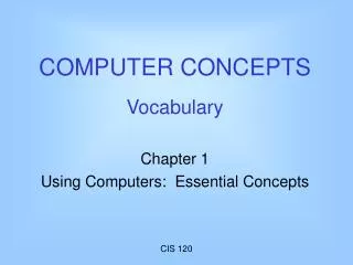 COMPUTER CONCEPTS Vocabulary