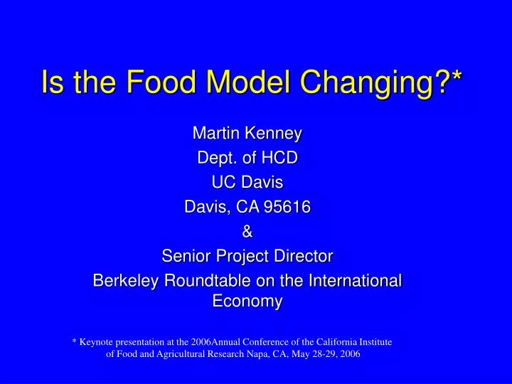 is the food model changing