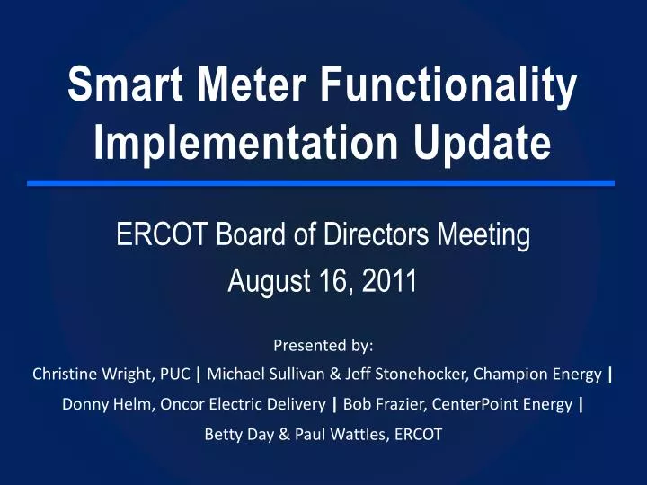smart meter functionality implementation update