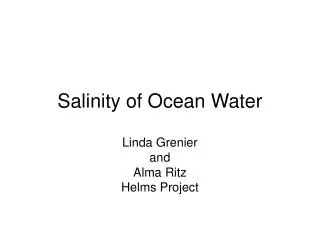 Salinity of Ocean Water