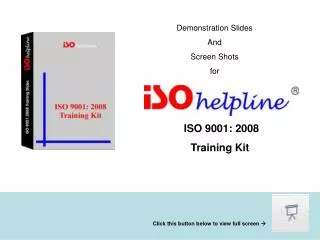 Demonstration Slides And Screen Shots for