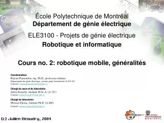 École Polytechnique de Montréal Département de génie électrique