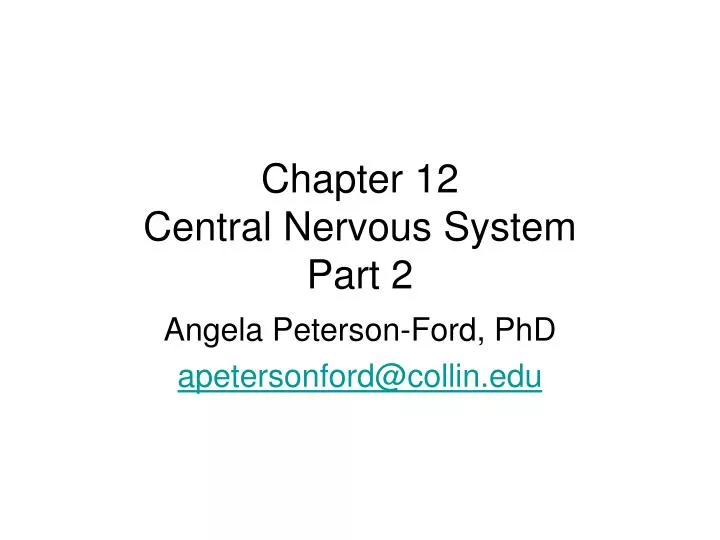 chapter 12 central nervous system part 2