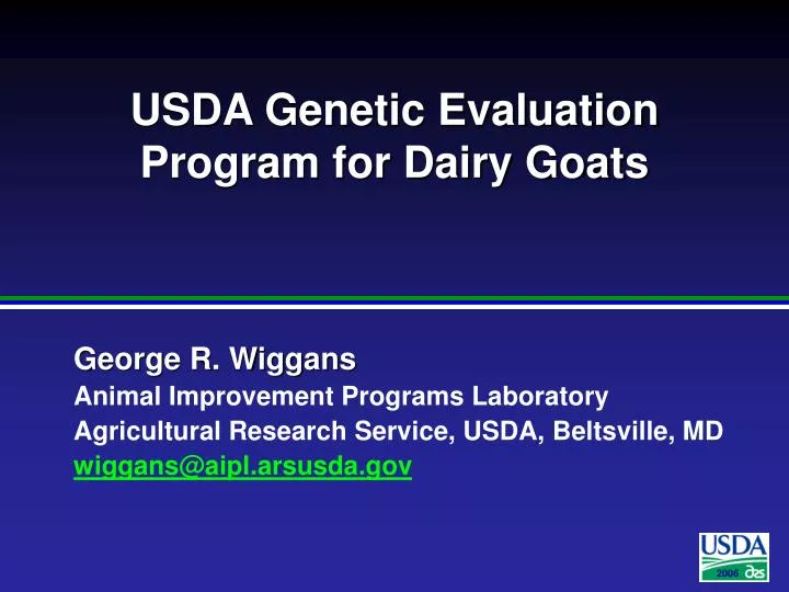usda genetic evaluation program for dairy goats