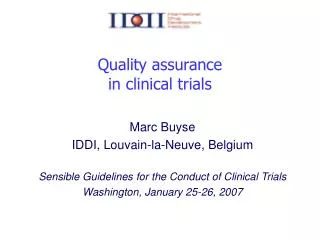 Quality assurance in clinical trials