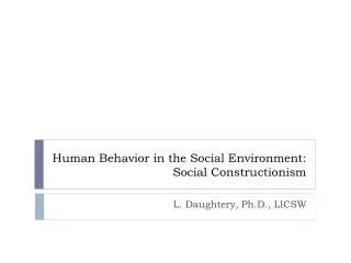 Human Behavior in the Social Environment: Social Constructionism