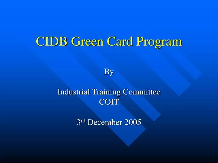 cidb green card program