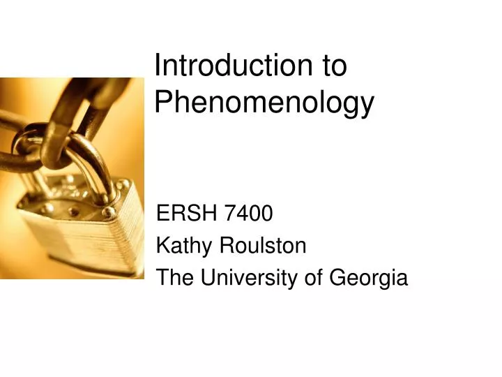 introduction to phenomenology
