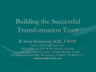 Building the Successful Transformation Team