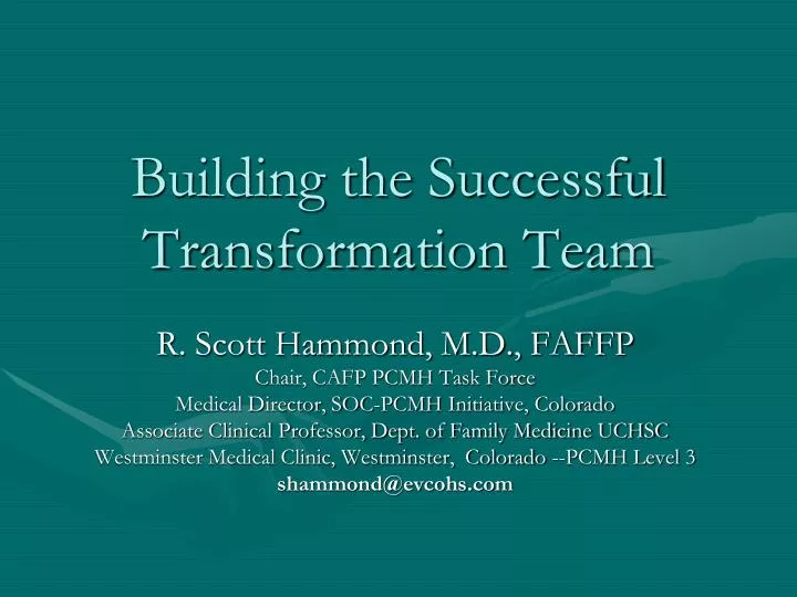 building the successful transformation team