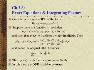 ch 2 6 exact equations integrating factors