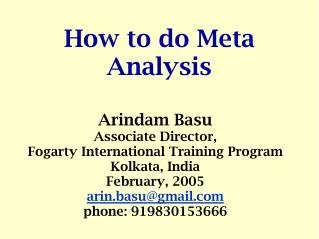How to do Meta Analysis