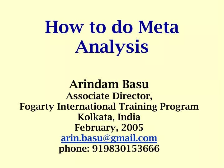 how to do meta analysis