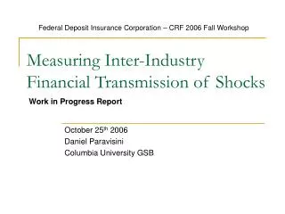 Measuring Inter-Industry Financial Transmission of Shocks