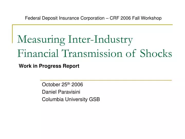 measuring inter industry financial transmission of shocks