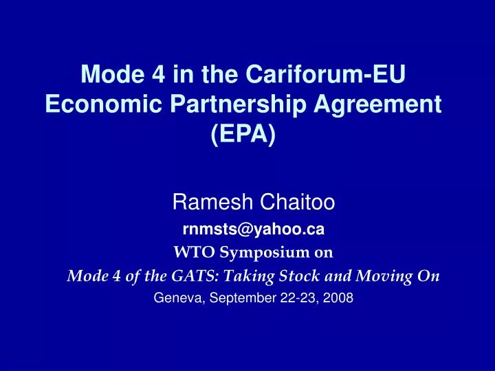 mode 4 in the cariforum eu economic partnership agreement epa