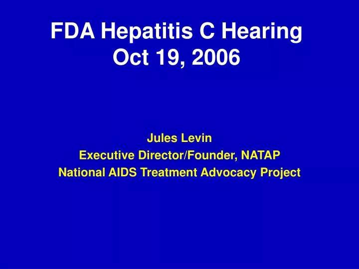 fda hepatitis c hearing oct 19 2006