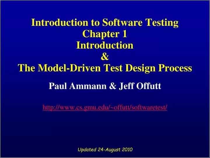 introduction to software testing chapter 1 introduction the model driven test design process