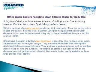 Office Water Coolers Facilitate Clean Filtered Water for Dai
